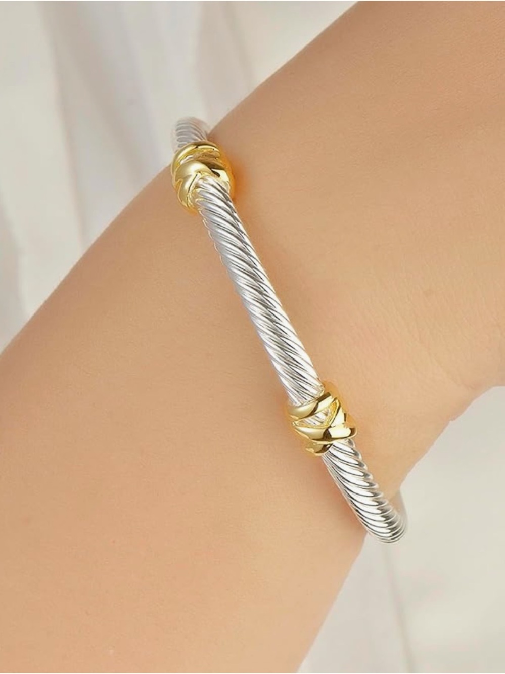 Classic Two-Tone Cable Bracelet - Silver & Gold